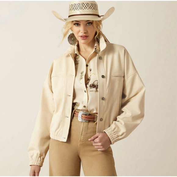 Ariat Jackets & Blazers - Ariat Robyn Jacket Women's Small Beige Boxy Fit Oversized‎ Western Barn Style